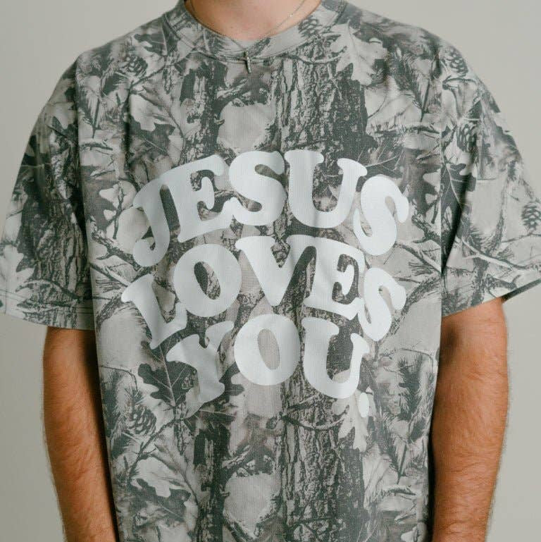 JESUS LOVES YOU Midnight Oak Heavyweight Camo Tee